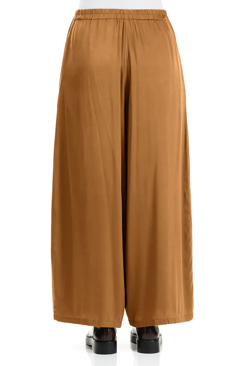 Wide Leg Aged Copper Silk Trousers 2