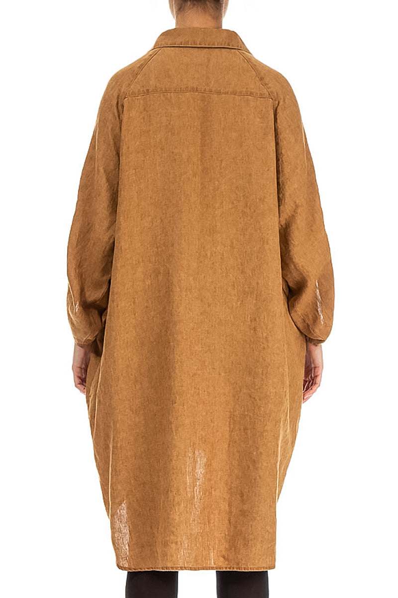 Wide Loose Caramel Linen Shirt