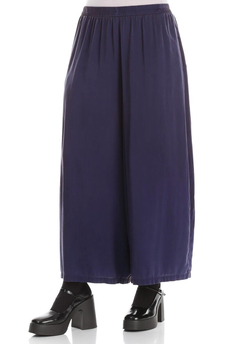 Wide Royal Purple Silk Trousers 3