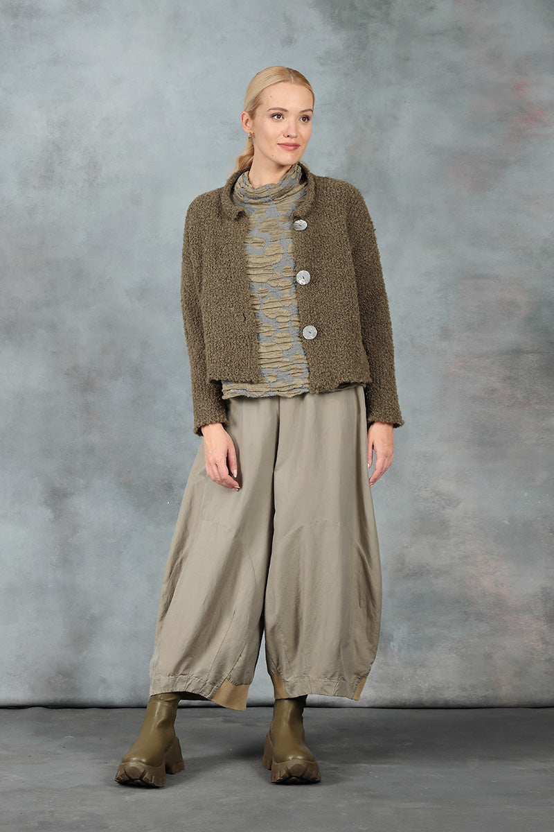 Wide Silver Sage Silk Cotton Trousers 5