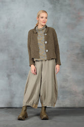 Wide Silver Sage Silk Cotton Trousers 5