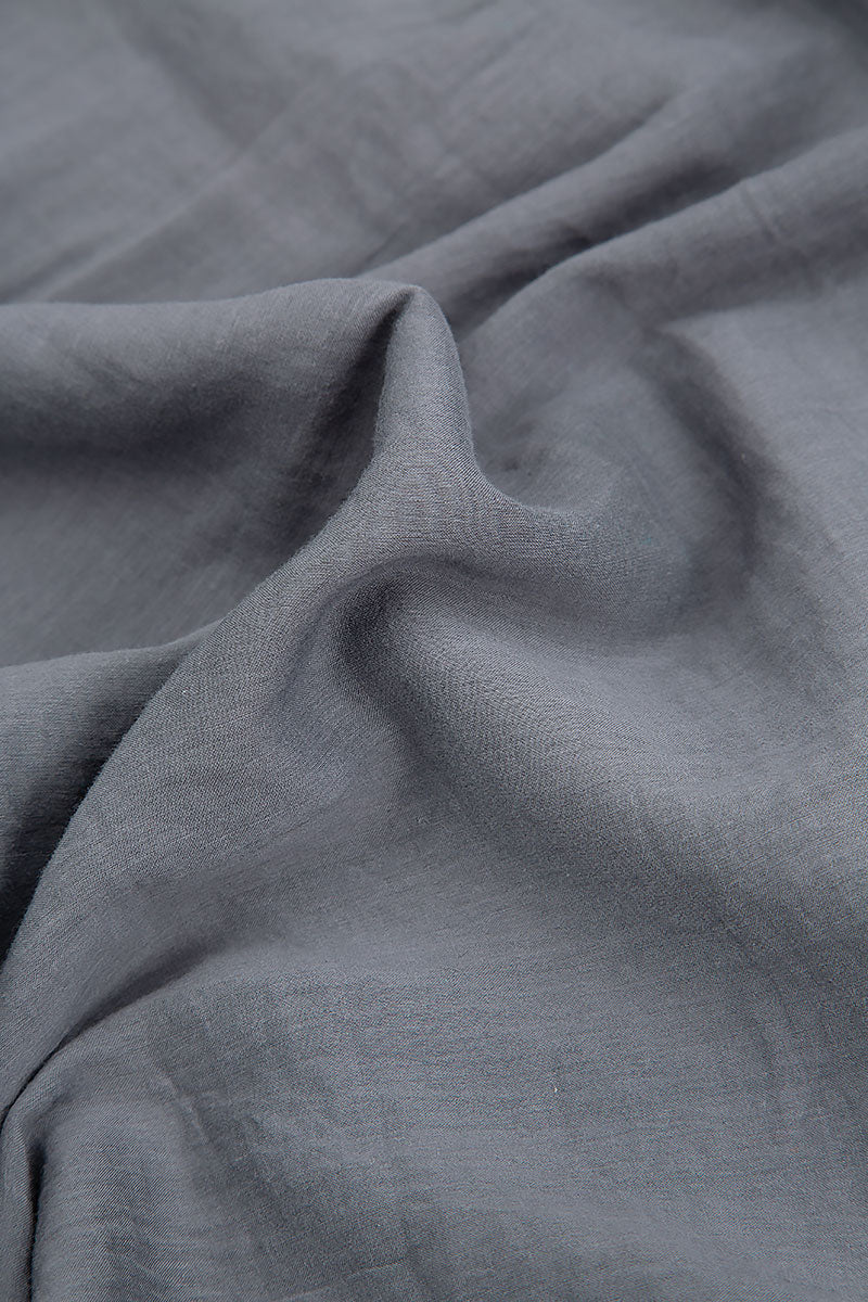 Wide Tiered Back Storm Grey Silk Bamboo Trousers 5