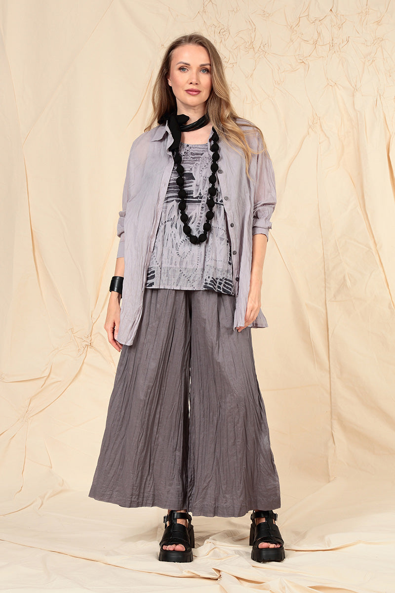 Wide Truffle Crumpled Cotton Trousers 7