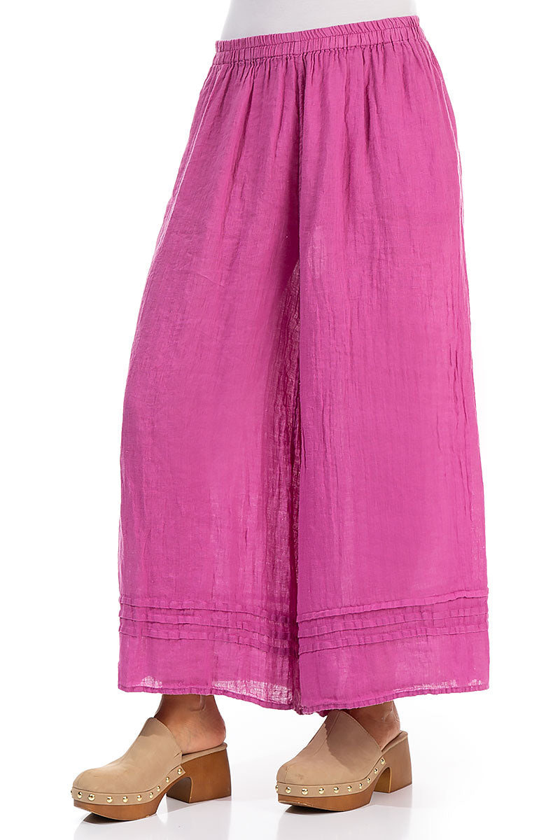 Wide Wild Berry Gauze Linen Trousers 3