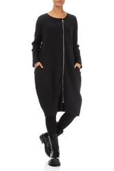 Zip Front Grey Wavy Cotton Dress 4