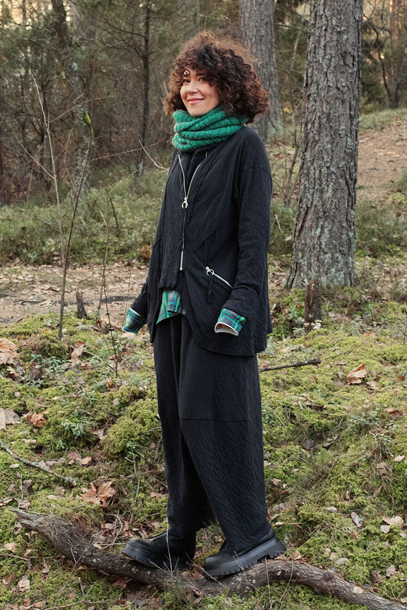 Zips Embellished Grey Wavy Cotton Jacket 7