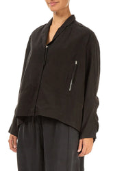 Zips Embellished Black Cotton Jacket 3