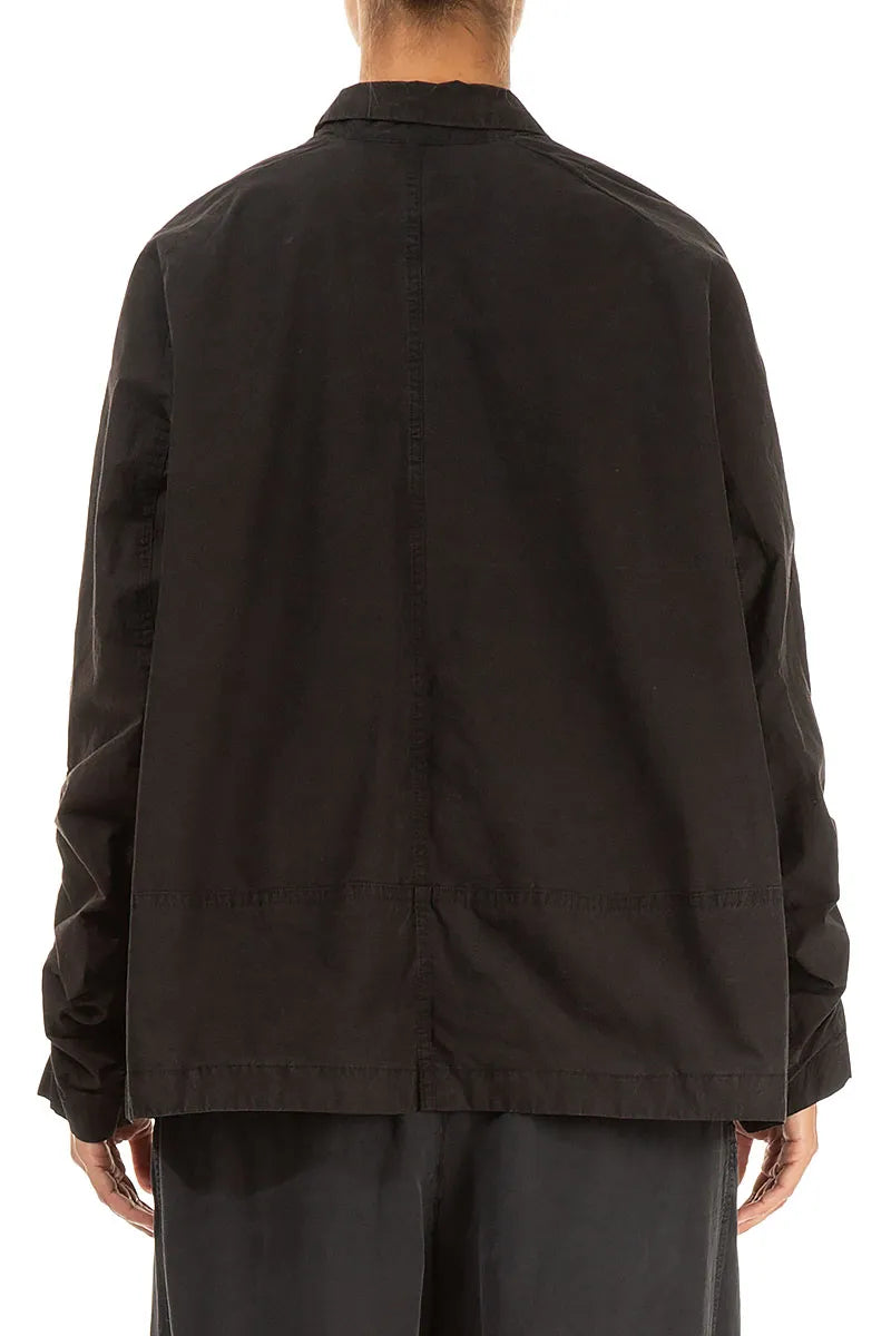 Zips Embellished Black Cotton Jacket 2