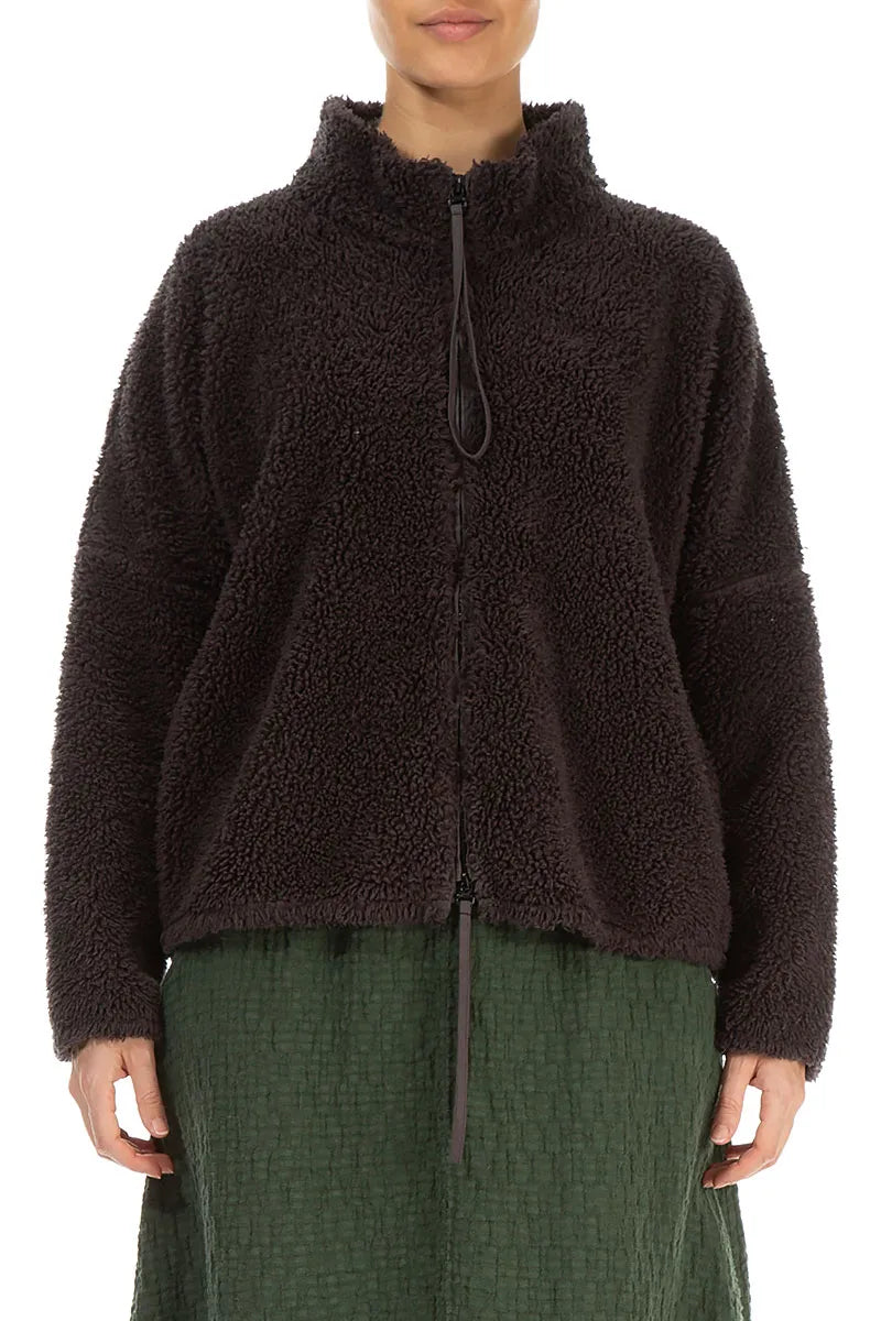 Zips Forest Brown Teddy Cotton Jacket 2