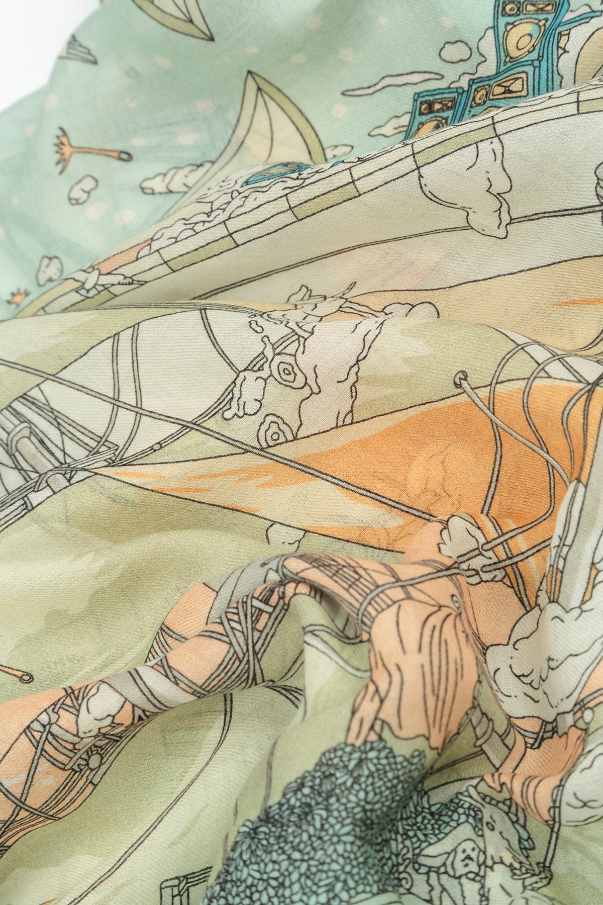 Écharpe en cachemire et soie turquoise antique