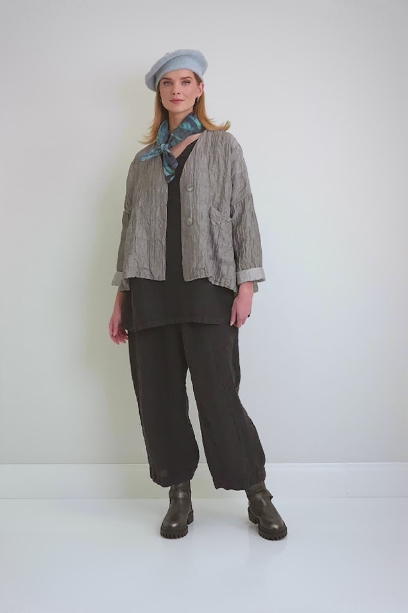 Silver Pleated Silk Linen Jacket 7