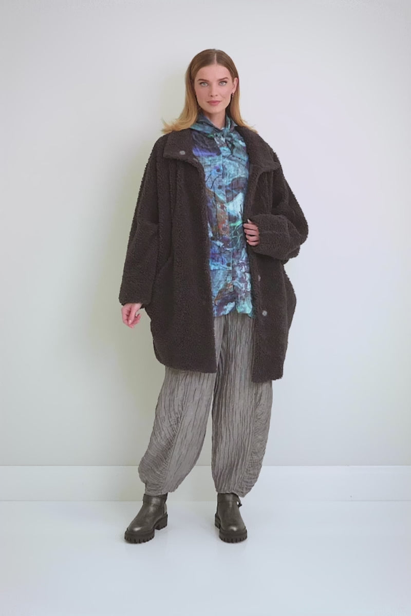 Graphite Blue Teddy Cotton Coat 7