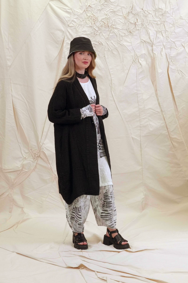 Balloon Textured Black Linen Jacket 7