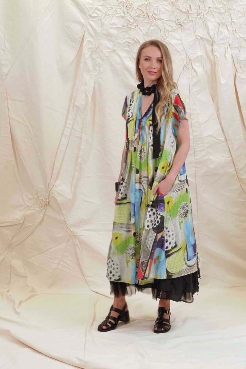 Romantic Artmaze Textured Silk Midi Dress 6