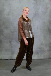 Taper Golden Sage Silk Velvet Trousers 8