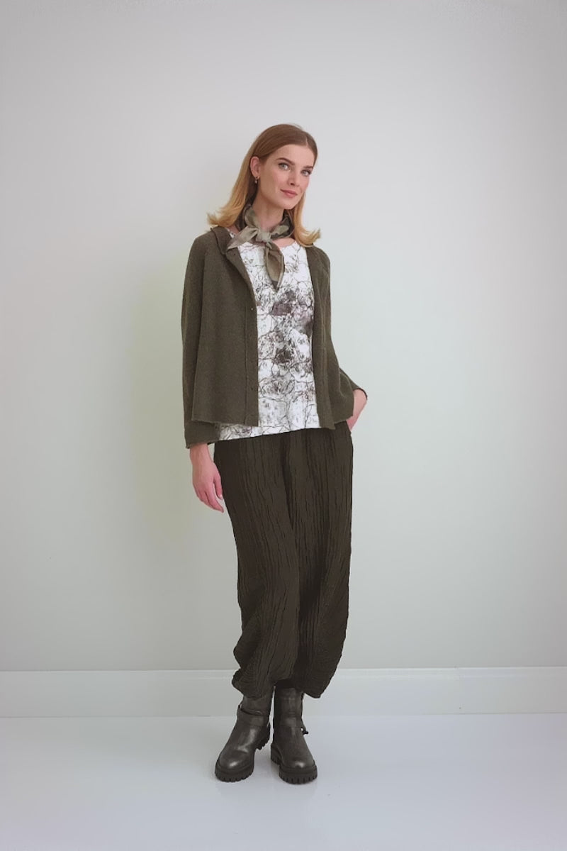 Collar Neck Khaki Wool Cardigan 7