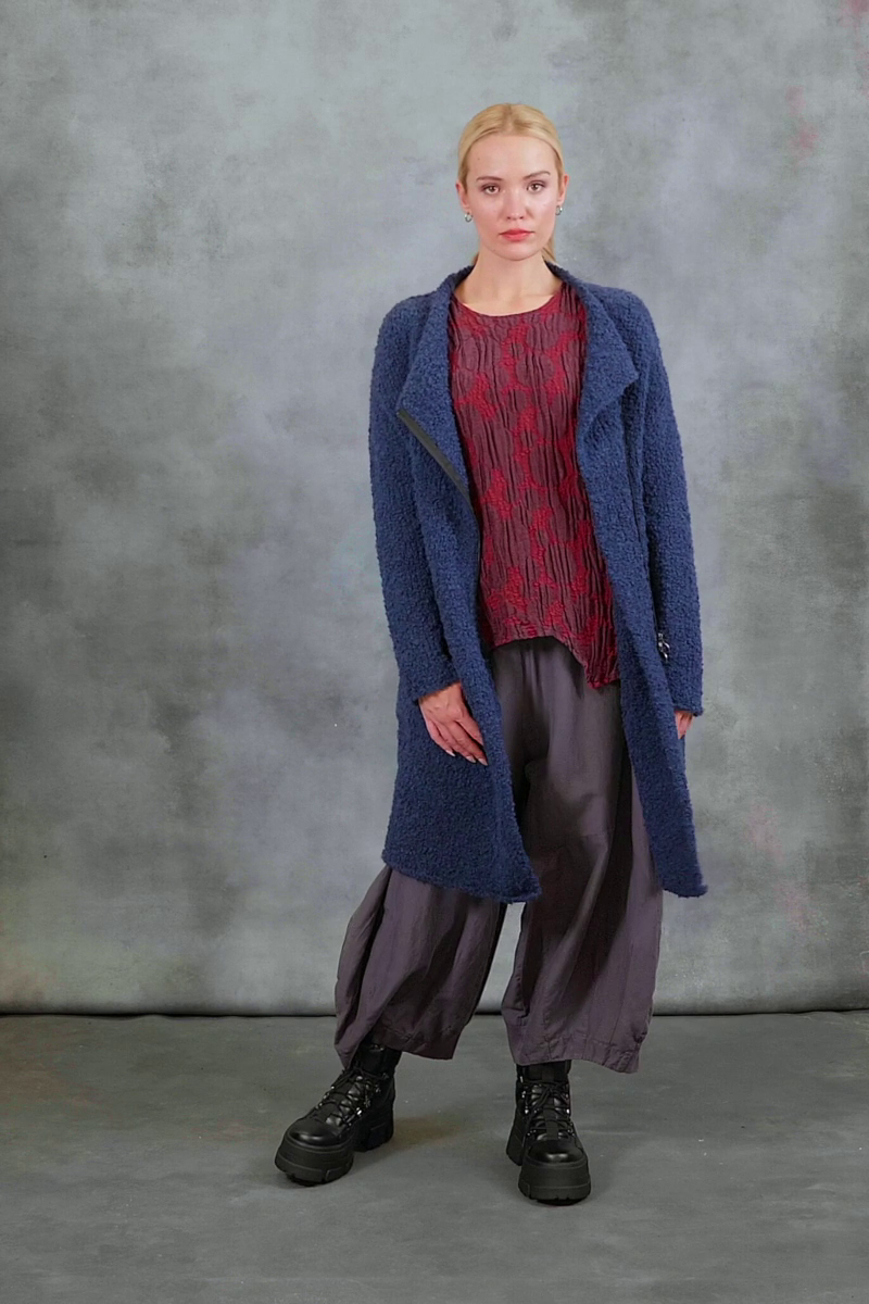 Side Zip Blue Violet Alpaca Wool Cardigan 7