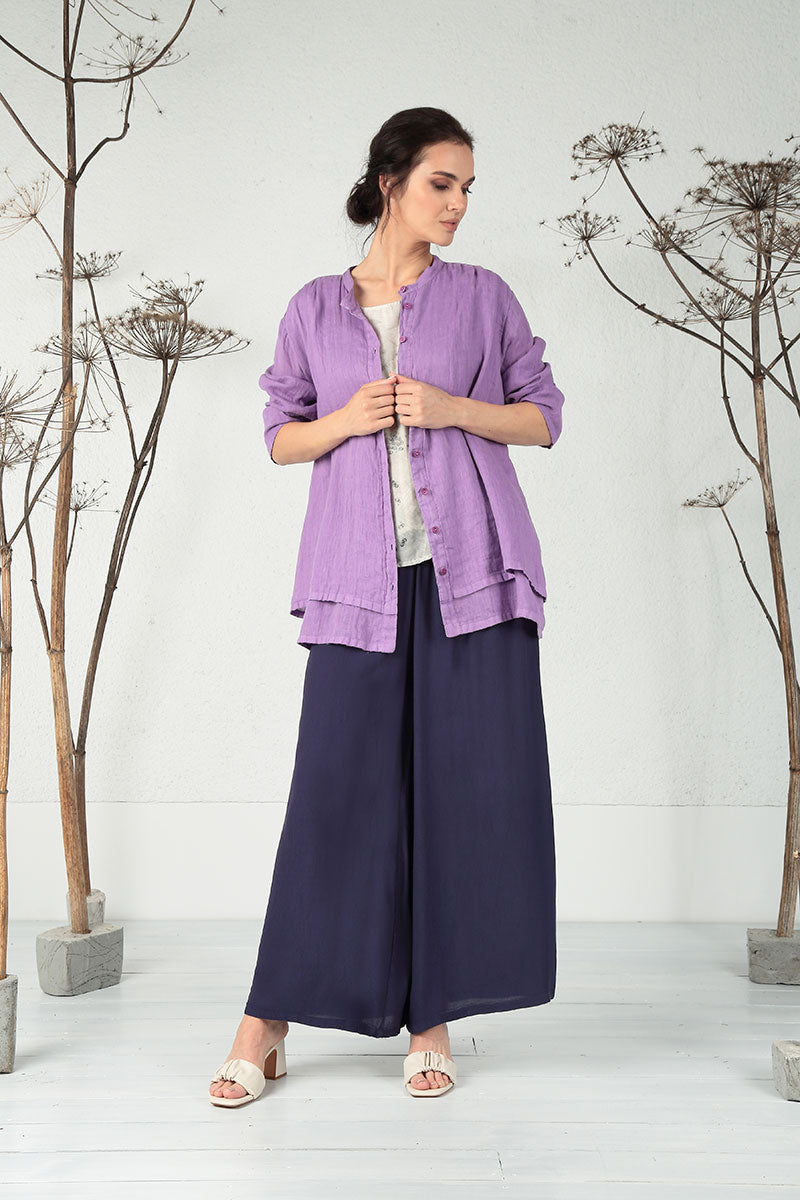 Wide Amethyst Viscose Trousers 6