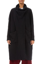 Adjustable Collar Grey Wavy Cotton Jacket 1