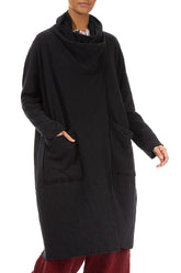 Adjustable Collar Grey Wavy Cotton Jacket 3