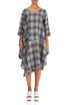 Asymmetric Checkered Pure Linen Dress 1