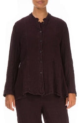 Aubergine Peplum Mélange Linen Jacket 3