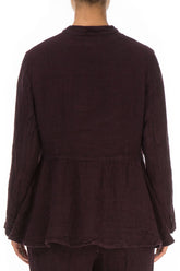 Aubergine Peplum Mélange Linen Jacket 2