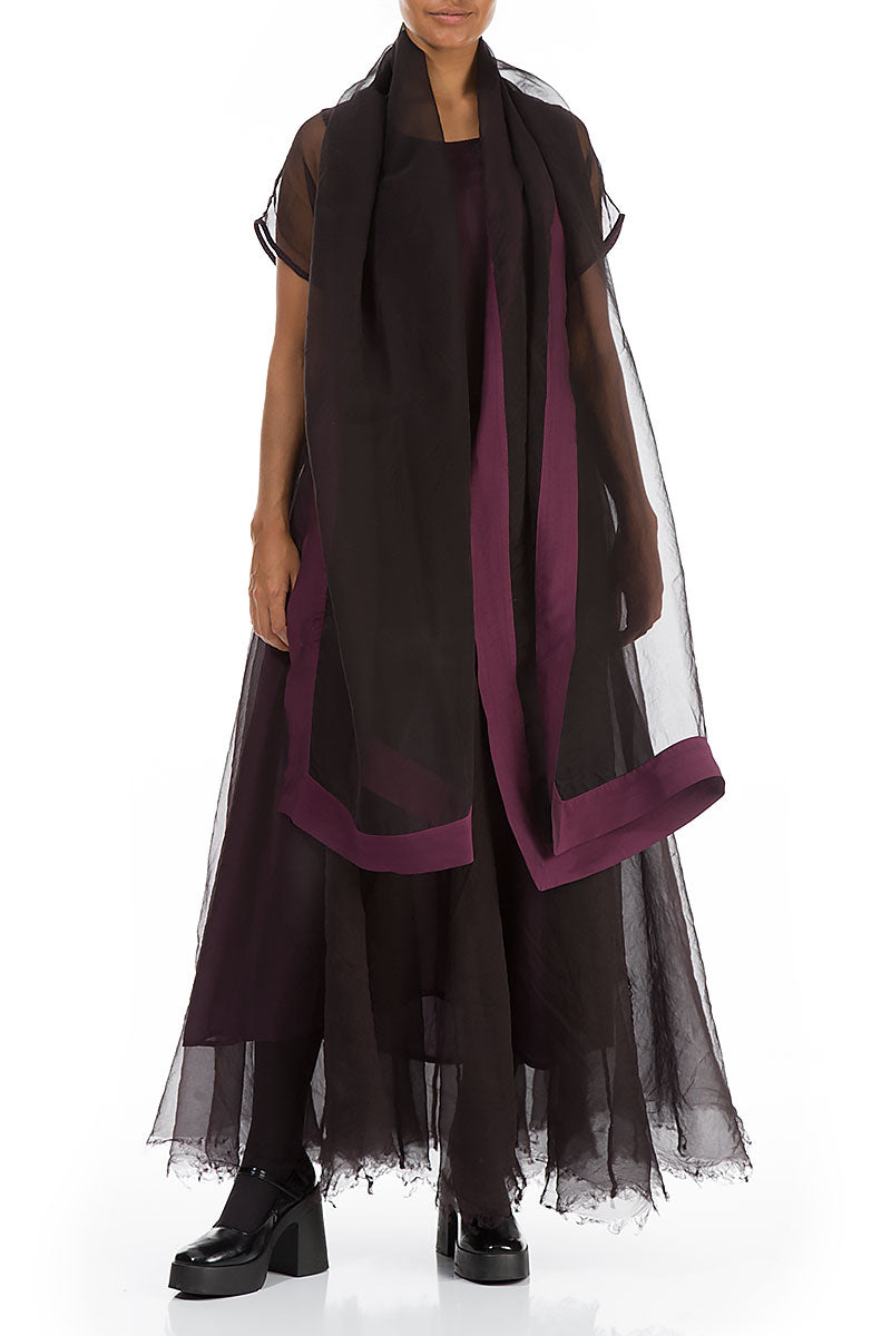 Aubergine Silk Chiffon Scarf 2
