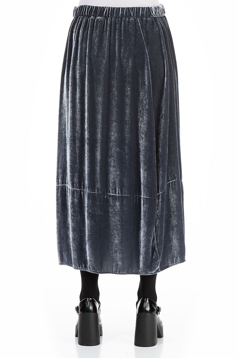 Balloon Silver Silk Velvet Skirt 2
