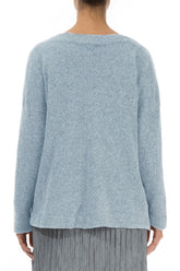 Boat Neck Silver Blue Wool Sweater 2