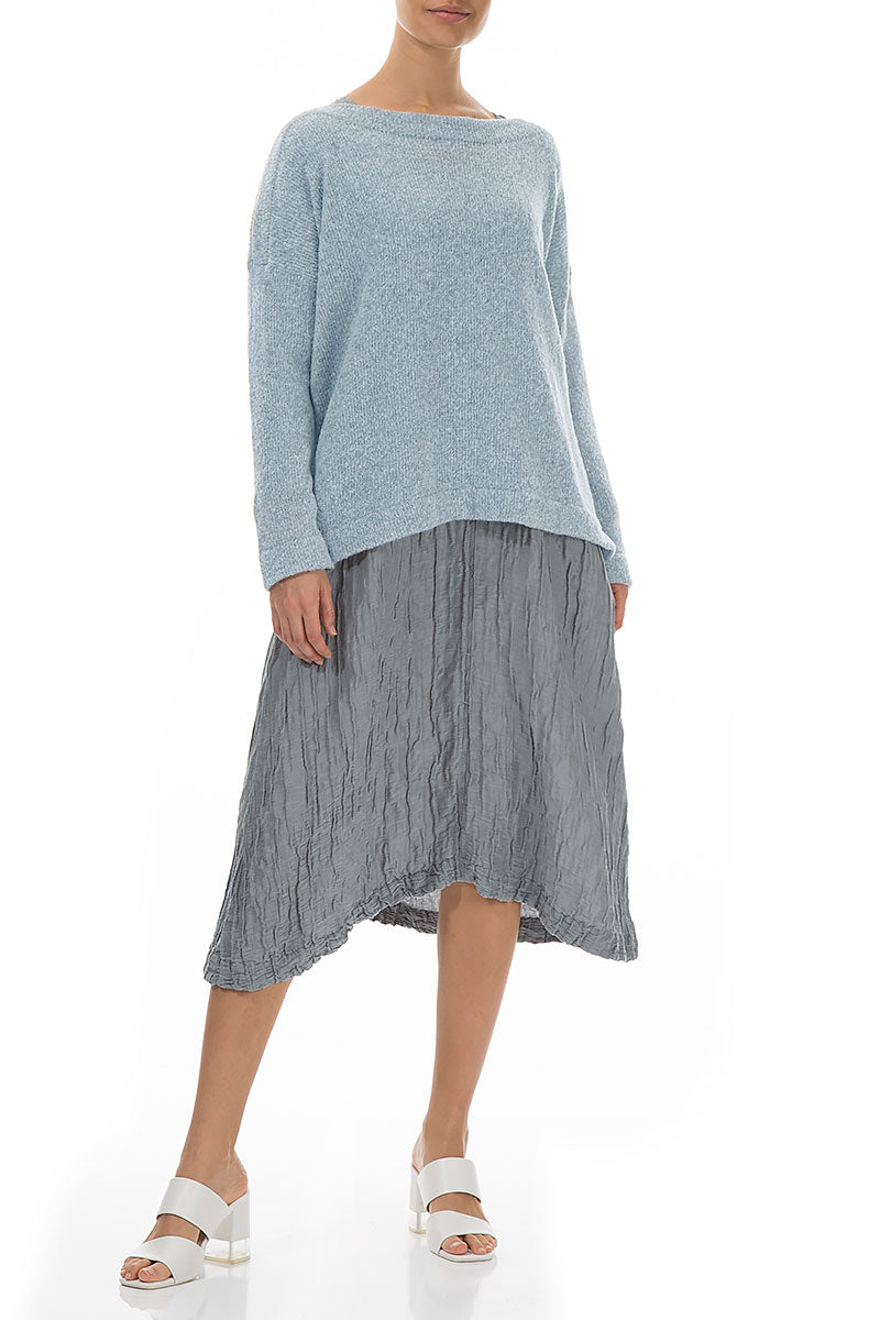 Boat Neck Silver Blue Wool Sweater 4