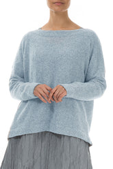 Boat Neck Silver Blue Wool Sweater 3