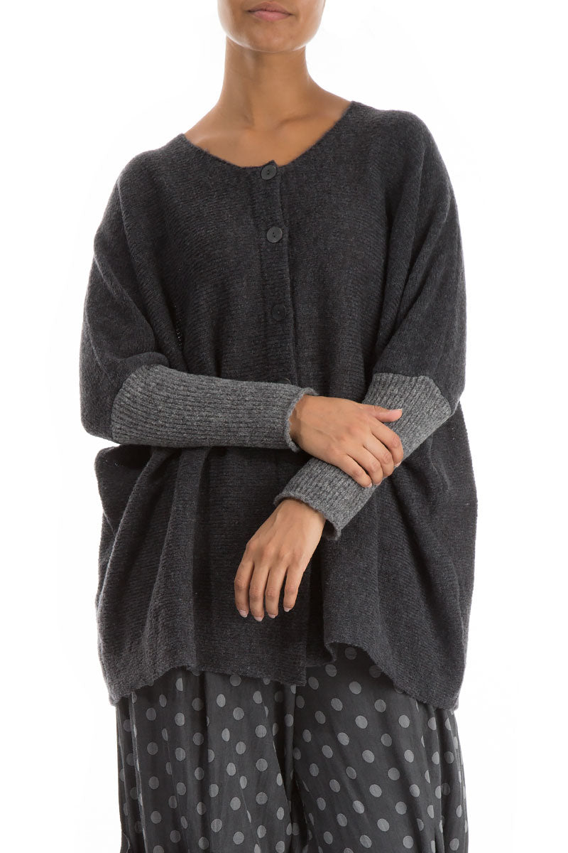 Buttoned Loose Grey Wool Sweater 3