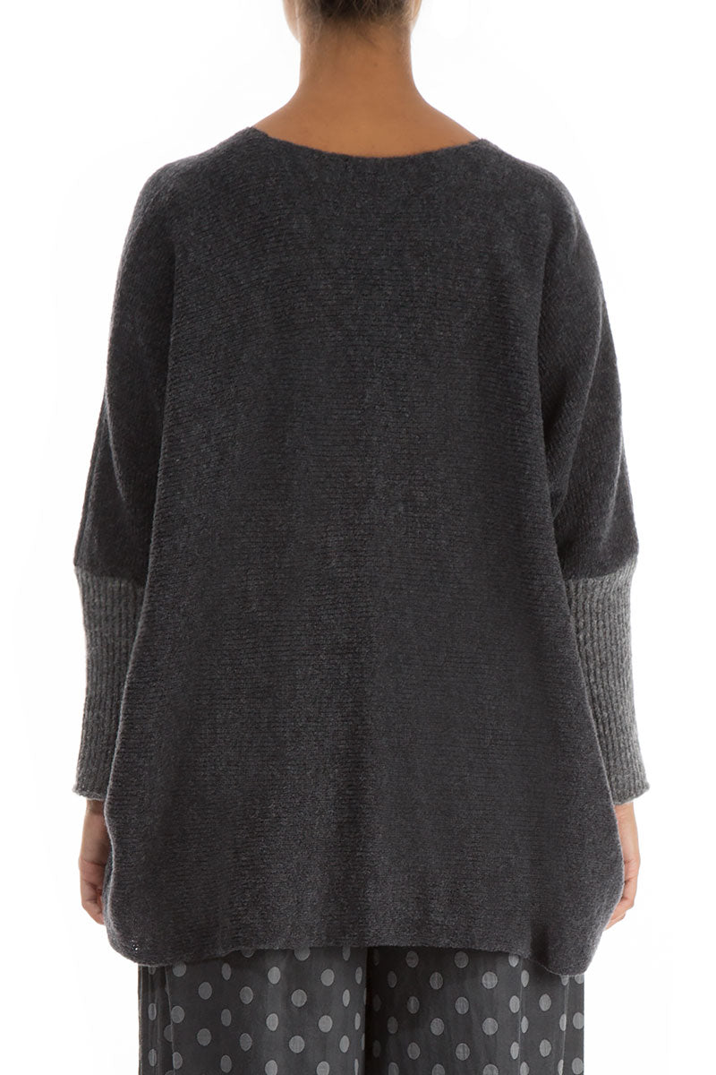 Buttoned Loose Grey Wool Sweater 2