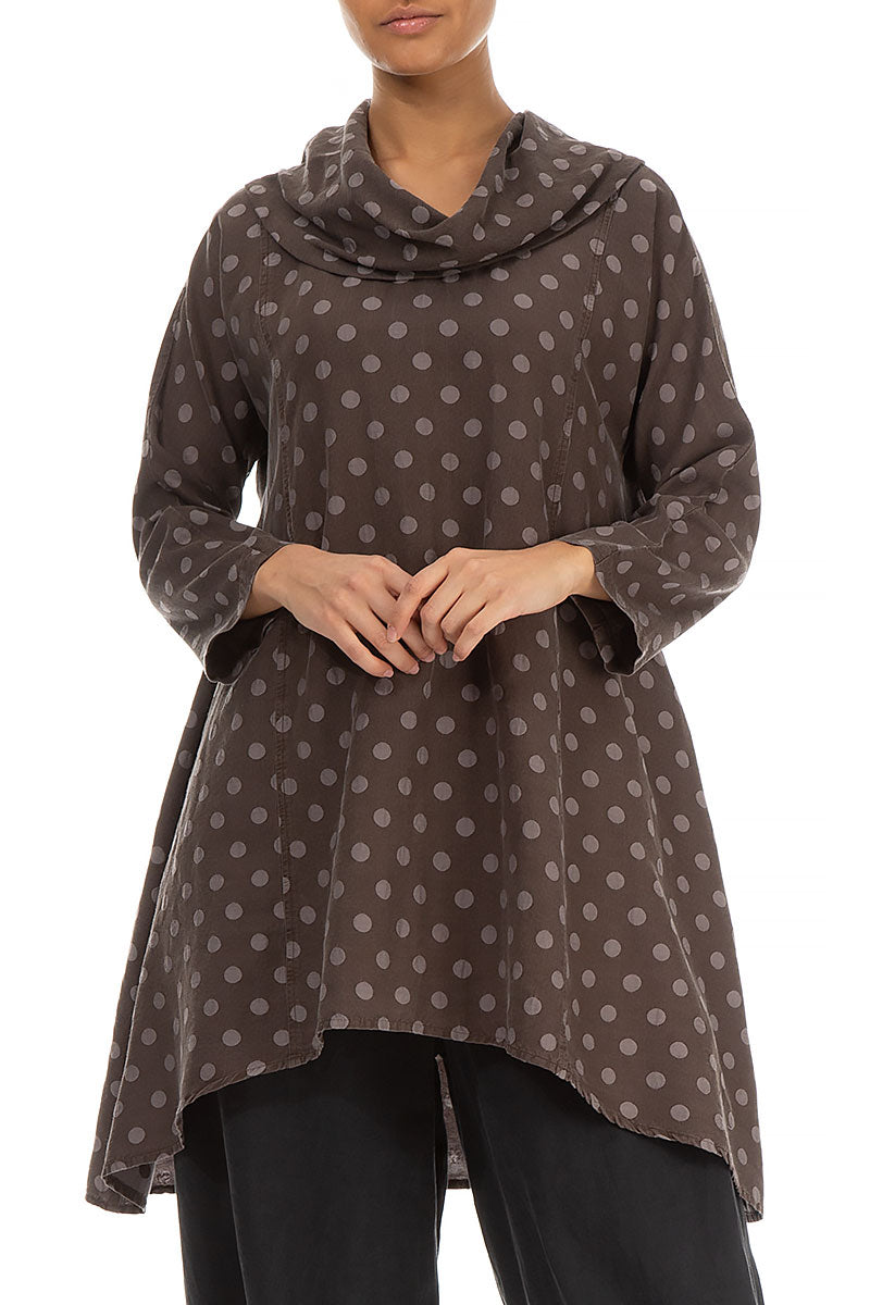 Cowl Neck Brown Silk Cotton Tunic 3