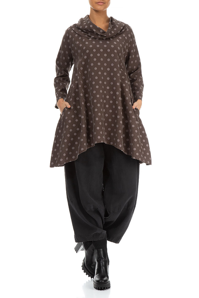 Cowl Neck Brown Silk Cotton Tunic 4