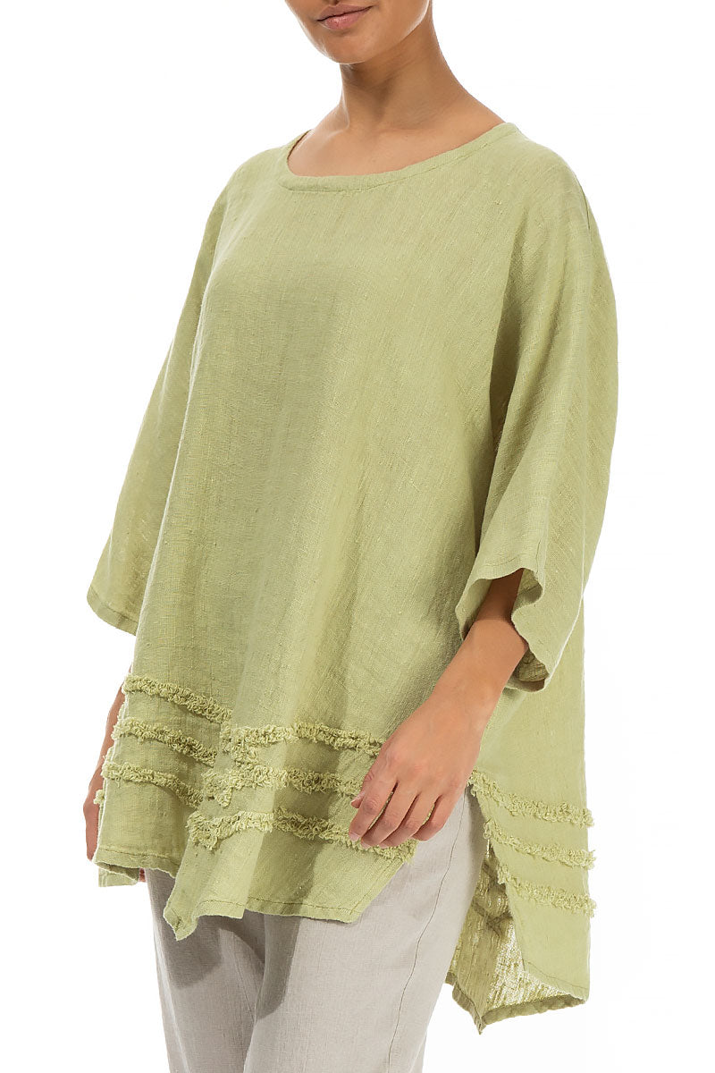 Decorated Lime Linen Tunic 3