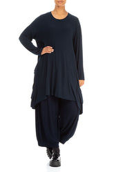 Draped Asymmetric Navy Cotton Tunic 4
