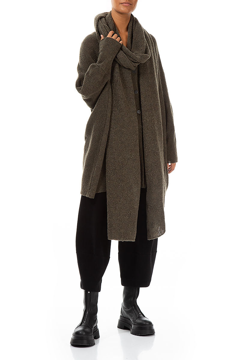 Extra Long Khaki Wool Scarf 2