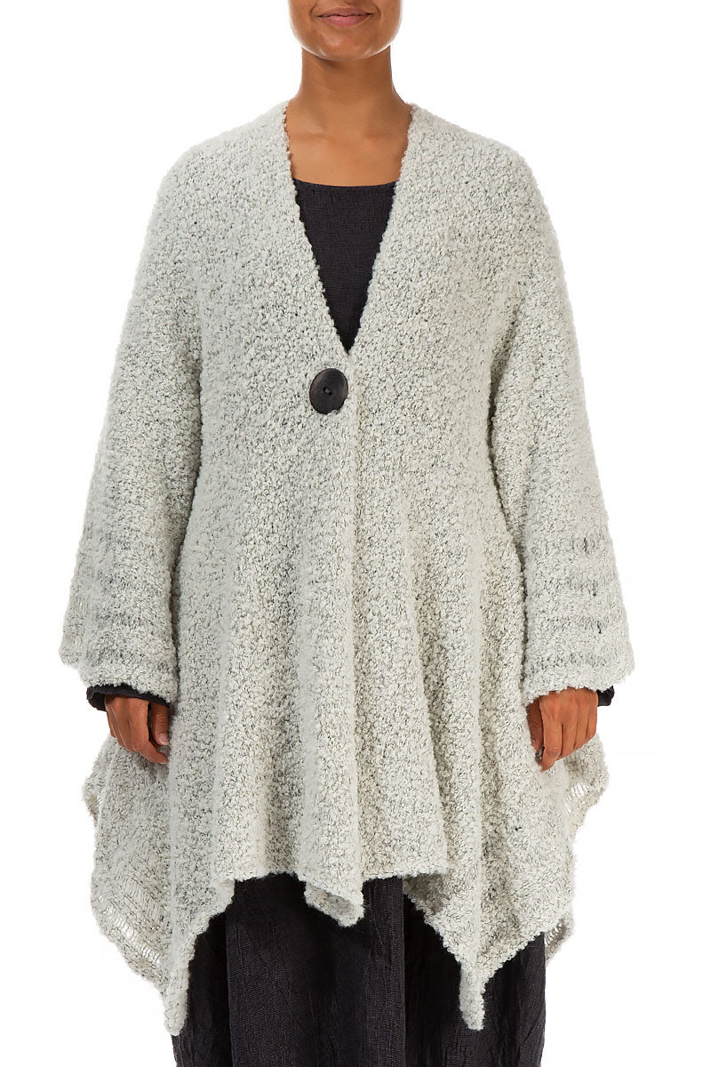 Flared Mélange Ivory Alpaca Wool Cardigan 1