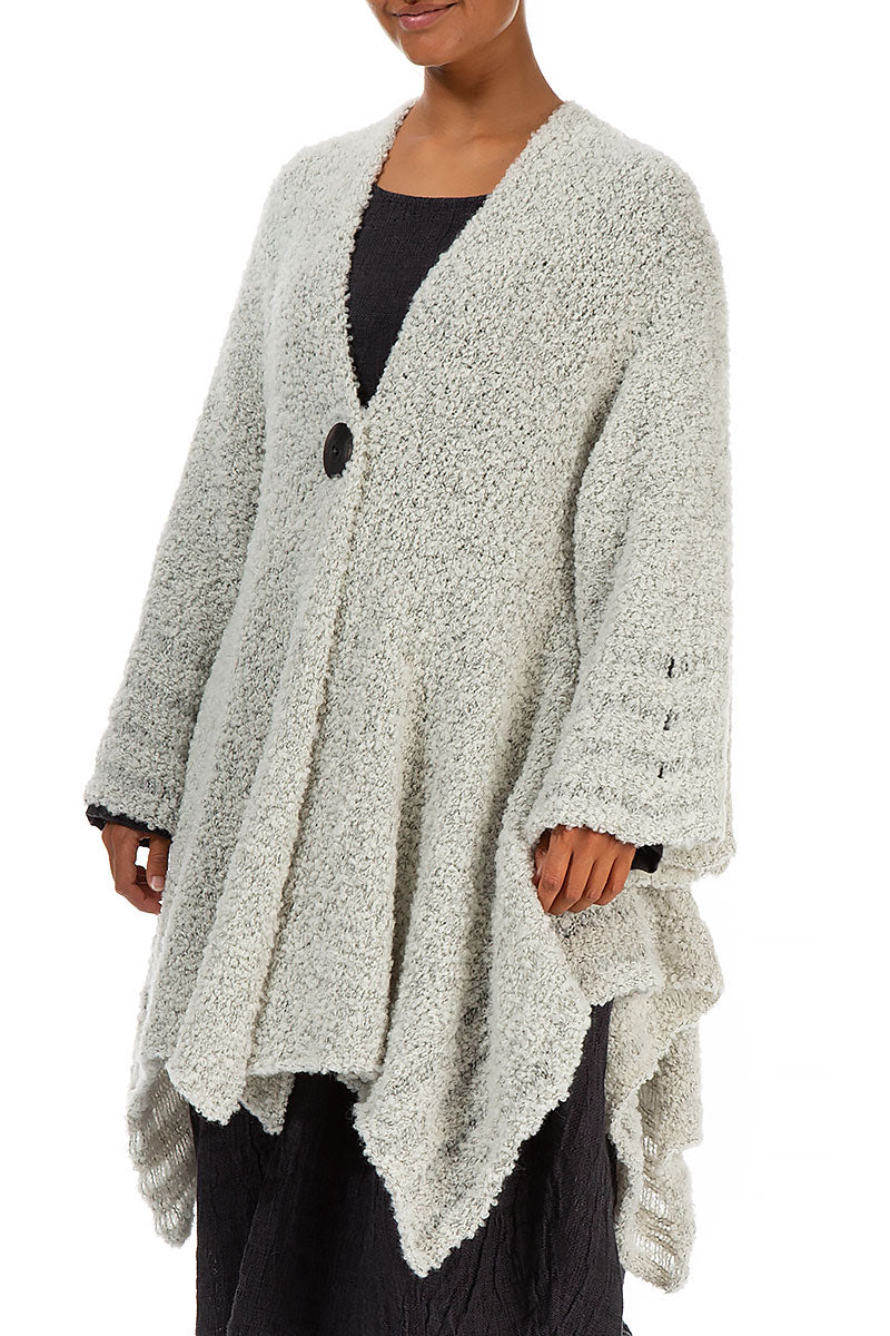 Flared Mélange Ivory Alpaca Wool Cardigan 3