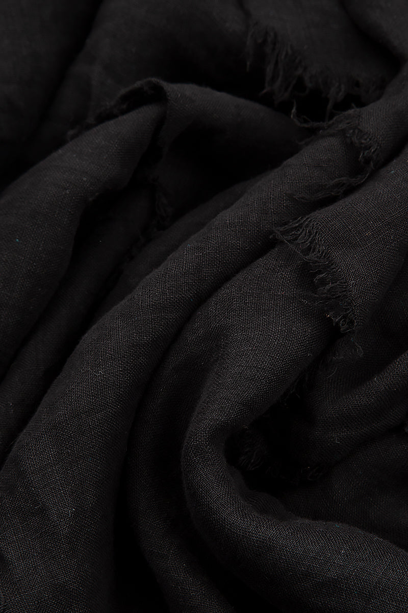 Maxi Black Gauze Linen Dress 5