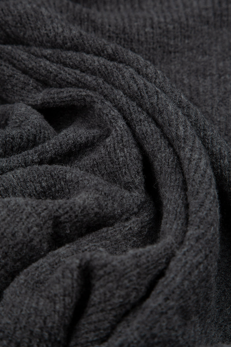 Long Open Dark Grey Wool Cardigan 5