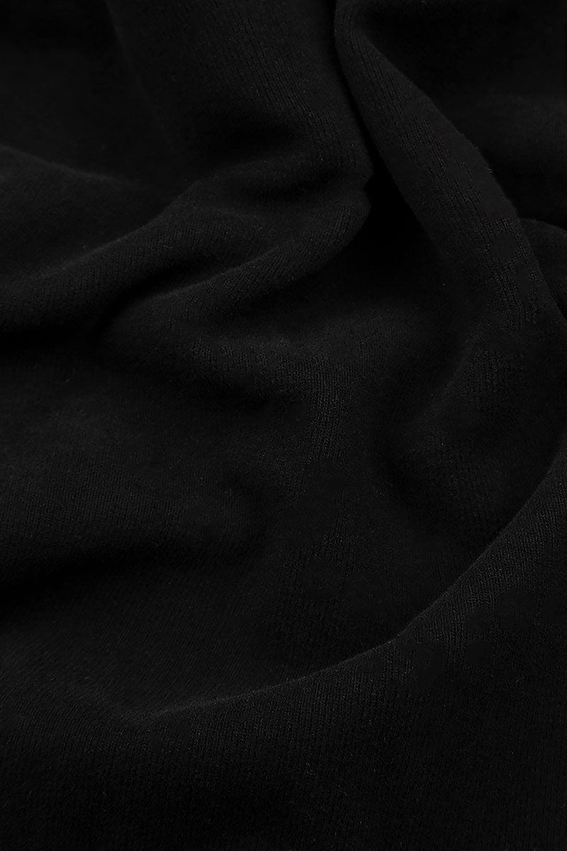 Long Zip Black Cotton Jersey Jacket - Coat 5