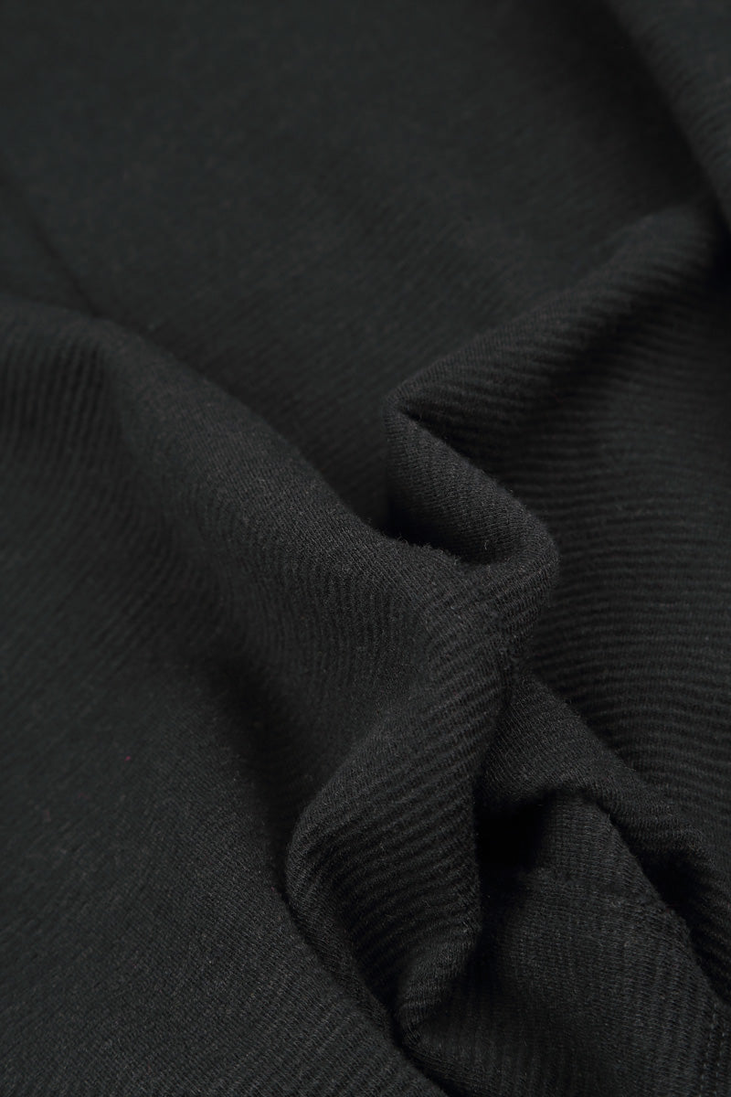 Loose Black Rib Cotton Wool Dress 5