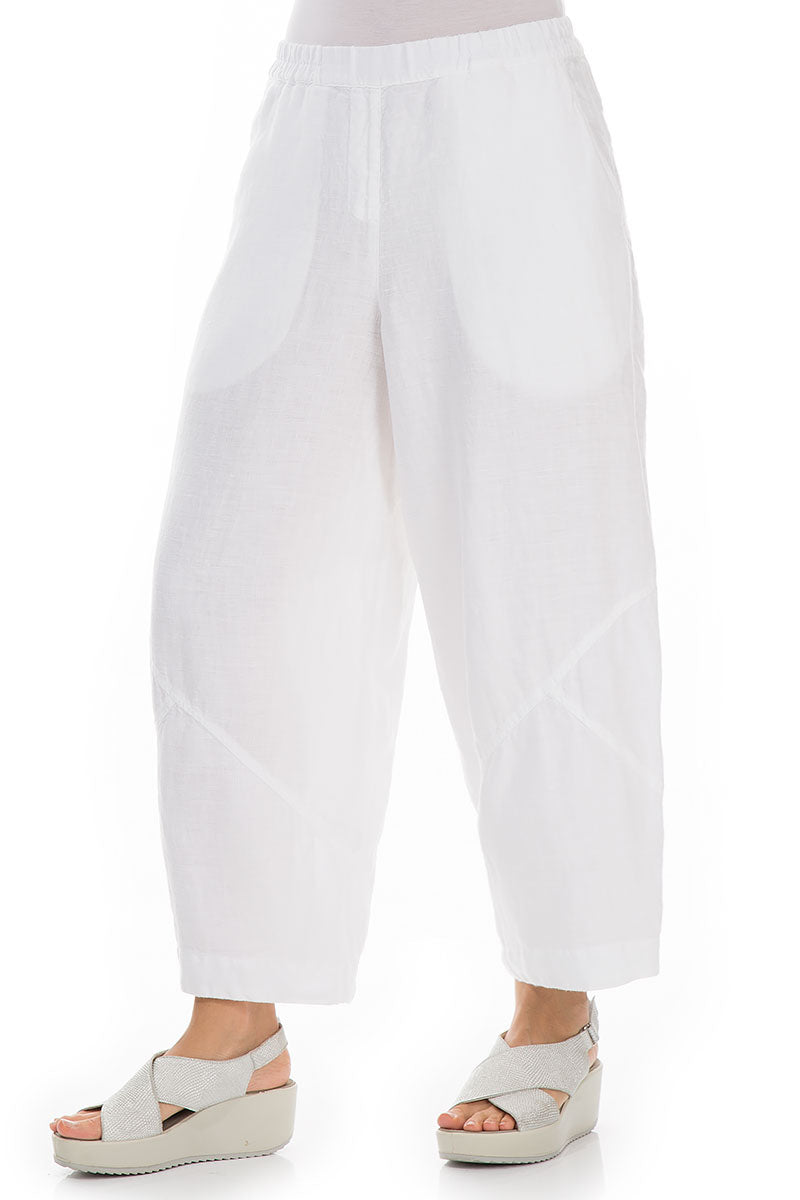 Loose Wider White Linen Trousers 3