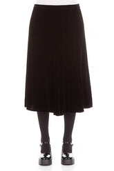 Midi Black Silk Velvet Skirt 1