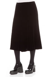 Midi Black Silk Velvet Skirt 3