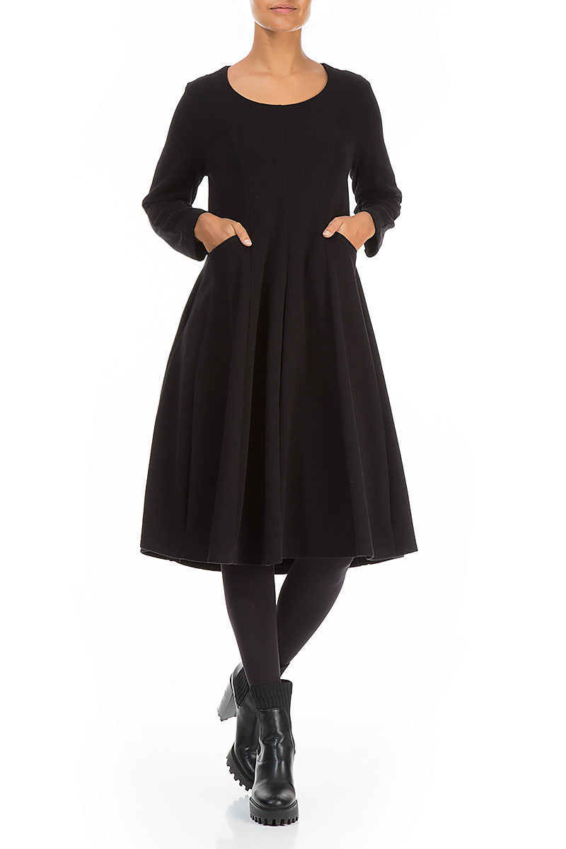 Midi Black Cotton Jersey Dress 4