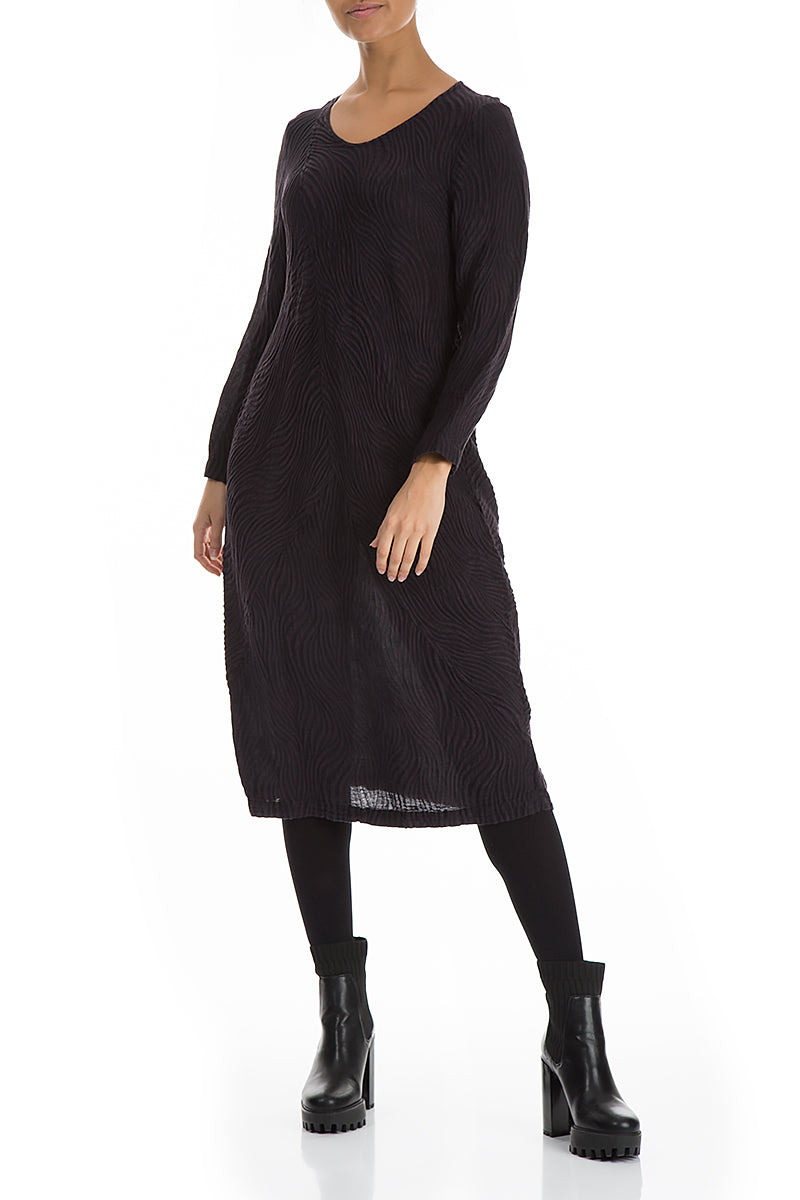 Midi Waves Dark Violet Silk Dress 4